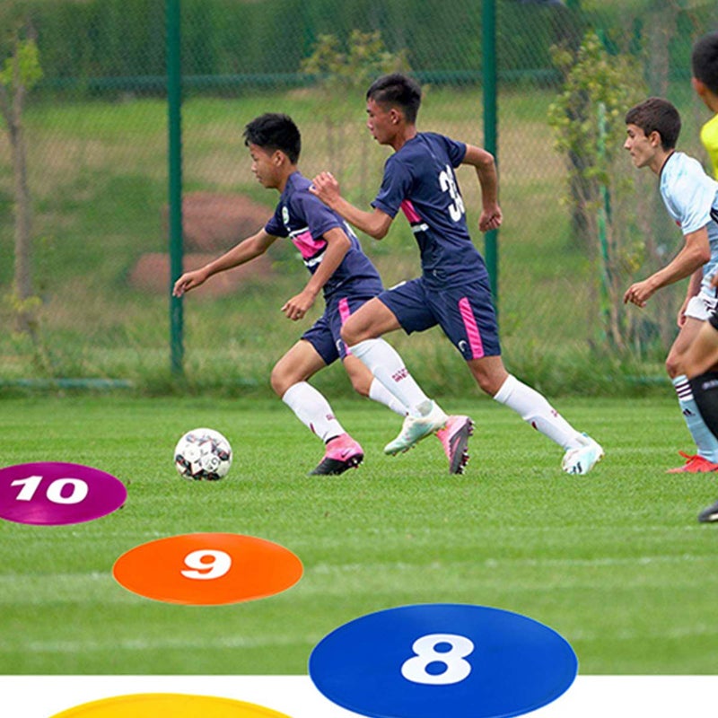 Haploon 10 Pcs Poly Spots, Haploon 9 Inch Non Slip Floor Dots Sport Set for Drills Training Soccer Football Basketball Footwork Teaching Marker Field - Image 5